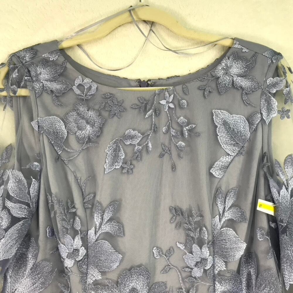 Alex Evenings Dress Size 4 Purple Embroidered Chiffon Mock Tea Knee Length Midi - Picture 8 of 14